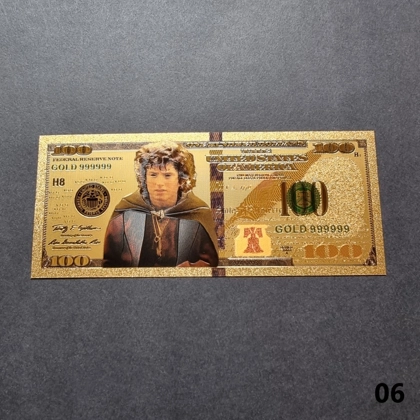 Colourised LOTR The Lord of the Rings - Frodo 24k gold plated banknote