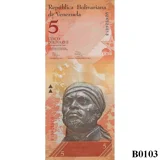 VENEZUELA 5 Bolivares 2014 UNC (B0103)
