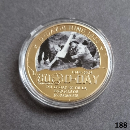 D-DAY Normandy landings (1944-2024 80th Anniversary) gold plated coin (188)