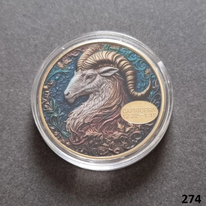 ZODIAC SIGN - CAPRICORN gold plated coin (274)