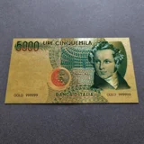 Colourised ITALY 5000 Lire 24k gold pl..