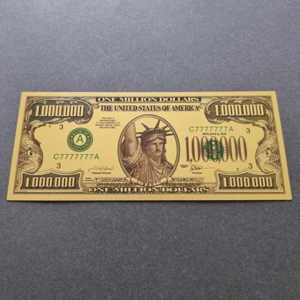 Colourised USA 1 Million Dollars (Statue Of Liberty & Mount Rushmore) 24k gold plated banknote