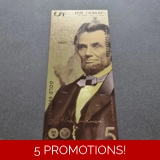 Colourised USA 5 Dollars Abraham Linco..