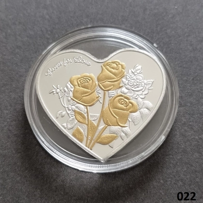 ROSES FOR LOVE - I Love You silver/gold plated coin (022)