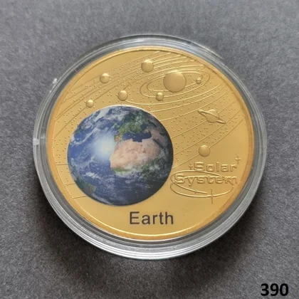 SOLAR SYSTEM - EARTH gold plated coin (390)