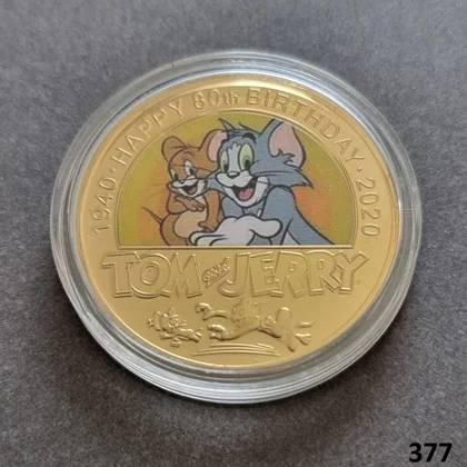 TOM and JERRY 1940-2020 Happy 80th Birthday gold plated coin (377)