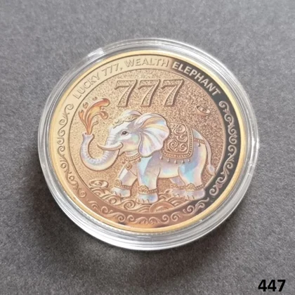 LUCKY 777 Wealth Elephant gold plated coin (447)