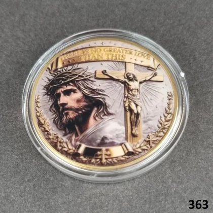 THE CRUCIFIXION OF JESUS/THE RESURRECTION gold plated coin (363)