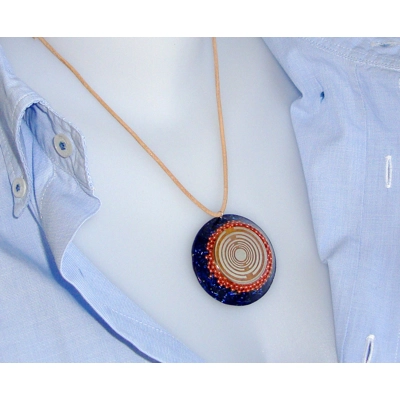 Ισχυρό μενταγιόν μπλε με 2 επίχρυσα (24Κ) MWOs Lakhovsky