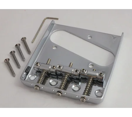 Chrome 'Ash Tray' Bridge + 3 barrel saddles for Telecaster