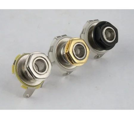 JACK SOCKET 1/4" Chrome or Black + Washer & Nut