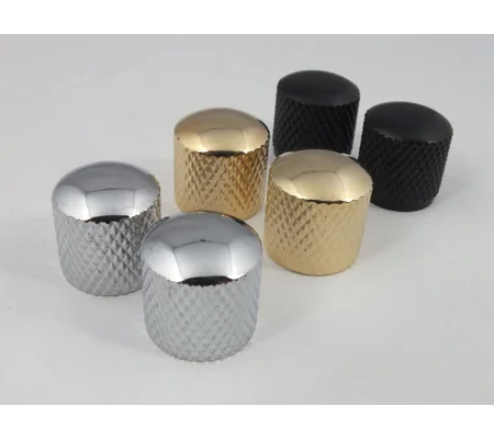 Pair of Telecaster Knobs Knurled Push Fit Chrome, Gold or Black