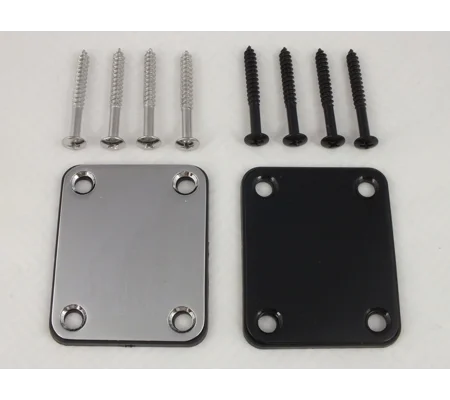 Neck Plate & Screws Chrome or Black for Strat Tele guitars