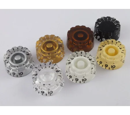 2 Knurled Speed Dial Knobs for USA Gibson Guitars in 7 Colours