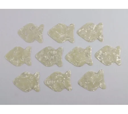 10 FISH TAIL Plectrums in White Pearl in 3 Gauges New Shape