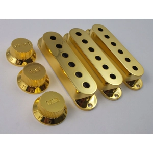 GOLD Pick Up Covers 52 or 50mm & Knobs & for Stratocaster guitar