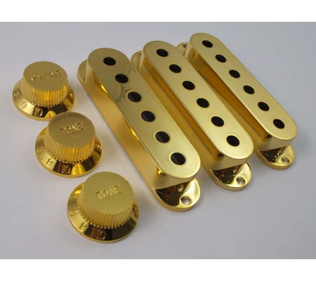 GOLD Pick Up Covers 52 or 50mm & Knobs & for Stratocaster guitar