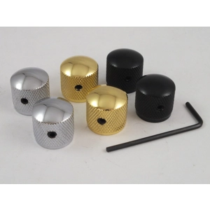 Pair of Telecaster Knobs Knurled Screw Fit Chrome, Gold or Black