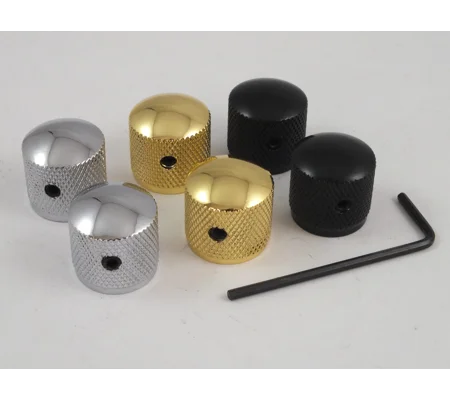 Pair of Telecaster Knobs Knurled Screw Fit Chrome, Gold or Black