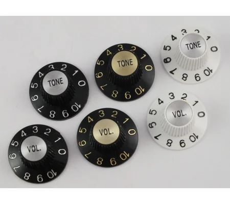 WITCH HAT Knobs 1 VOL & 1 TONE Gold USA Gibson correct style 3 colours