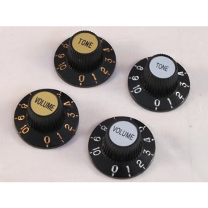 Pair of WITCH HAT KNOBS 1 Volume & 1 Tone in Chrome or Gold
