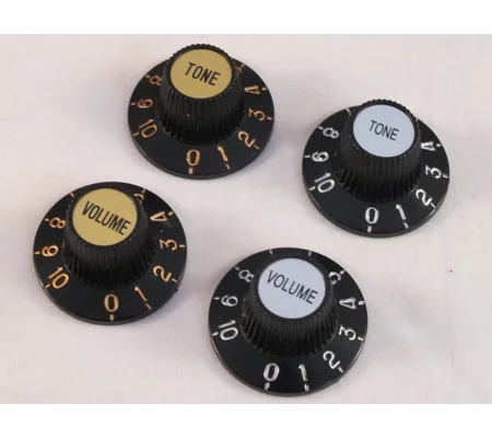 Pair of WITCH HAT KNOBS 1 Volume & 1 Tone in Chrome or Gold