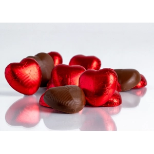 Red Foiled Milk Chocolate Hearts (Minimum order quantity 4..