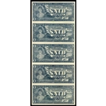 Indonesia 1 rupiah 1945, 17-10-1945, uncut sheet of 5 notes - SOLD - SOLD - SO..