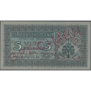 Netherlands Indies 5 gulden 1942 Proof SPECIMEN perforated - SOLD - SOLD - SOLD - SOLD
