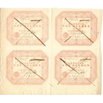 Netherlands Indies 5 gulden recepis 1846 uncut sheet of 4, withdrawn - SOLD - ..