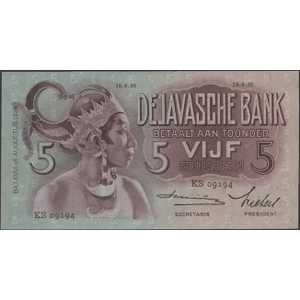 Netherlands Indies 5 gulden 1939 Javanese Dancers - SOLD - SOLD - SOLD - SOLD