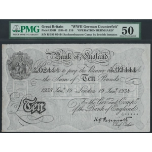 Great Britain 10 pounds 1938 WWII counterfeit OPERATION BERNHARD - SOLD - SOLD - SOLD