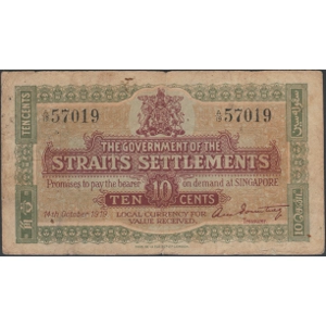 Straits Settlements 10 cents 1919 - SOLD - SOLD - SOLD