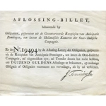 VOC / East Indies Company bond redemption bill for 1000 gulden, approx. 1790