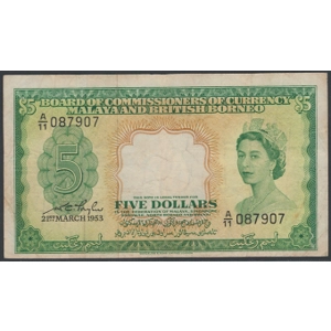Malaya and British Borneo 5 dollar 1953 - SOLD - SOLD - SOLD