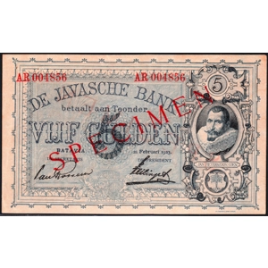 Netherlands Indies 5 gulden 1923 SPECIMEN - SOLD - SOLD - SOLD