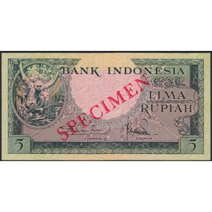 Indonesia 5 rupiah 1957 SPECIMEN - SOLD - SOLD - SOLD - SOLD