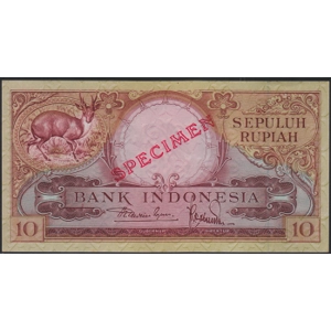 Indonesia 10 rupiah 1957 SPECIMEN - SOLD - SOLD - SOLD - SOLD