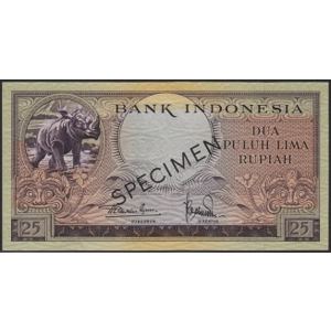 Indonesia 25 rupiah 1957 SPECIMEN - SOLD - SOLD - SOLD - SOLD