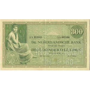 Netherlands 300 gulden 1921 with perforation "INGETROKKEN" & "34-5-68" - SOLD - SOLD - SOLD