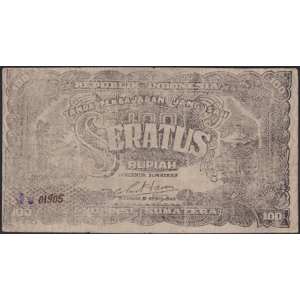 Indonesia 100 rupiah 1948 local Bukittingghi issue