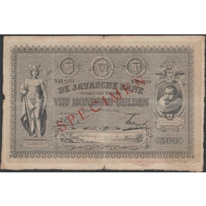 Netherlands Indies 500 gulden 1916 SPECIMEN - SOLD - SOLD - SOLD