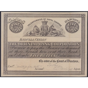 Ceylon 5 rupees 1875, proof, Badulla - SOLD - SOLD - SOLD