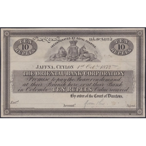 Ceylon 10 rupees 1873, proof, Jaffna - SOLD - SOLD - SOLD