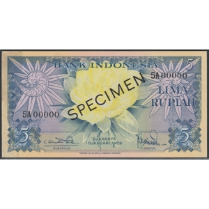Indonesia 5 rupiah 1959 - SPECIMEN