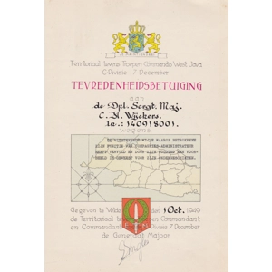 Tevredenheidsbetuiging 7 december divisie Ned. Indië 1949