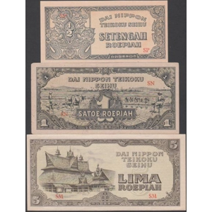 Netherlands Indies 1/2, 1, 5, 10 & 100 Rupiah 1944 complete set JIM - SOLD - SOLD
