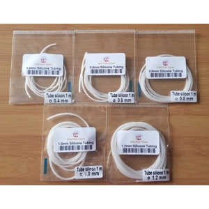 1 Metre each of 0.4mm / 0.6mm / 0.8mm / 1.0mm / 1.2mm Silicone Tubing