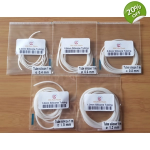 1 Metre each of 0.4mm / 0.6mm / 0.8mm / 1.0mm / 1.2mm Silicone Tubing