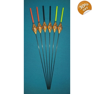SRG010 Pack of 6 High Quality Pole Floats Diamond Carbon Stem Various Sizes Available